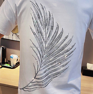 T-shirt Homme Oversize à Manches Courtes Col Rond Imprimé Paillettes Design Personnalisé Style Urbain Écologique Respirant en Jersey Tricoté - Product Image 3