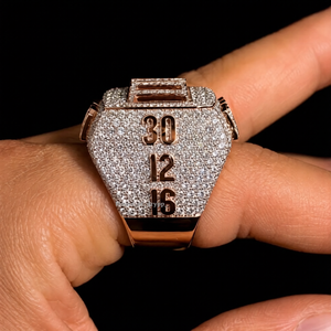 Hip Hop Iced Out Custom <b>Initial</b> <b>Ring</b> In 925 Sterling Silver Rhodium Plated Round Cut Moissanite Diamond Men's Gift Fine <b>Ring</b> - Product Image 2