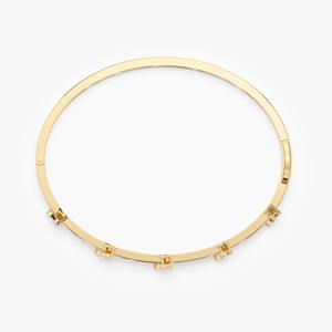 Bracelet en or avec accents de diamants, bracelet en or véritable avec diamants, bracelet ovale élégant et unique en or 10K, 14K ou 18K, luxe - Product Image 3