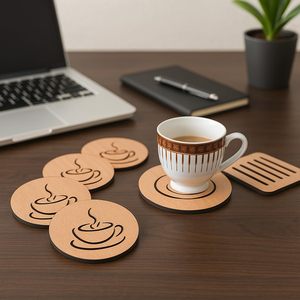 Wooden Tea & Coffee Cup <b>Coaster</b> Set with Holder Laser Cut Wooden <b>Drink</b> <b>Coasters</b> for Table Protection & Home Decor - Product Image 6