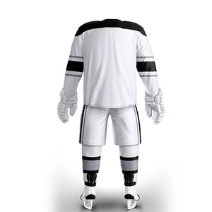 Uniforme de Hockey sobre Hielo Personalizado para Hombre, Jersey y Pantalones de Malla Sublimados en Blanco y Azul, Manga Larga, Transpirable y que Absorbe la Humedad - Product Image 2