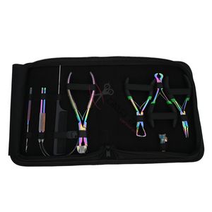 Kit d'outils pour extensions capillaires Rainbow : Pinces à cheveux, Pince à déboucler, Pince à sertir, Pince pour extensions à bandes adhésives, Coupe-keratine - Product Image 1