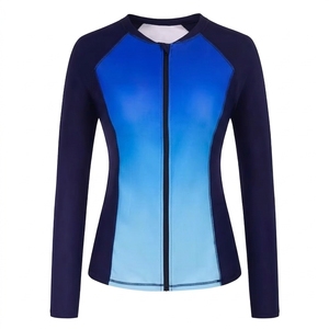 Custom Women <b>Long</b> <b>Sleeve</b> Rash Guard Set Zipper <b>Swimsuit</b> Sports Bra Shorts Low MOQ Wholesale OEM Manufacturer - Product Image 2