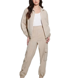 Pantalon cargo en jean peint multi-poches pour femme, taille haute, respirant, séchage rapide, 100 % polyester, délavé, décontracté, nouvelle collection - Product Image 4