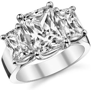 Radiant Cut 8x10mm Moissanite 925 Sterling <b>Silver</b> White Gold Plated Prong Set Luxury <b>Solitaire</b> Engagement Wedding <b>Ring</b> for Party - Product Image 1