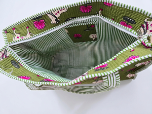 Quilted <b>Canvas</b> Tote Bag Zipper Closure Cotton Fashion Printed Shoulder <b>Handbag</b> Large Capacity Shopping Carryall for Daily Use - Product Image 5
