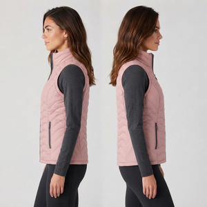 <b>Women</b> Canvas Puffer Vest Knitted Lightweight Warm <b>Sleeveless</b> <b>Jacket</b> Quilted Construction Stand Collar Zip Eco-Friendly Casual - Product Image 3