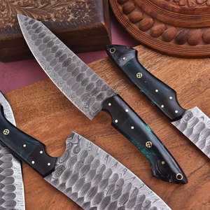 Hot Selling <b>Sharp</b> Durable Handmade Chef <b>Knife</b> Damascus Steel 5-Piece Full Tang Ambidextrous Straight Edge Kitchen <b>Knives</b> <b>Set</b> - Product Image 3
