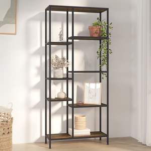 Libreria in Legno Ingegnerizzato e Acciaio Marrone Scuro e Nero, Elegante e Resistente - Product Image 1