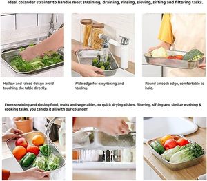 Cesta de drenaje de acero grande con bandeja de goteo, soporte de secado de cocina, cesta de malla rectangular para fregadero, escurridor de frutas y verduras de malla, 12*8.5*3CM - Product Image 6