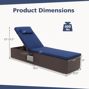 Lettino Prendisole da Esterno in Rattan PE con Schienale Regolabile a 6 Livelli - Product Image 5