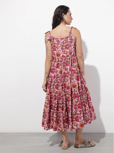 Robe en coton rose pour femmes, à bretelles, coupe ajustée et évasée, sans manches, confortable, respirante, élégante, pour un usage quotidien estival - Product Image 6