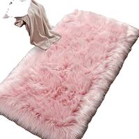 Kunstfell-Schaffell-Teppich Flauschiger Kleiner Shaggy-Teppich für Schlafzimmer Flauschiger Sofa-Bodenteppich Heimdekoration Rosa
