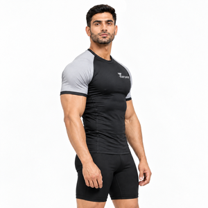 <b>Mens</b> Tight Fit <b>Compression</b> Shirt 250 GSM Polyester Spandex Gym Workout Athletic <b>Top</b> OEM Factory Manufacturer - Product Image 3