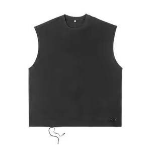 Camiseta de punto informal estilo boxy sin mangas de felpa francesa para hombre - Product Image 1