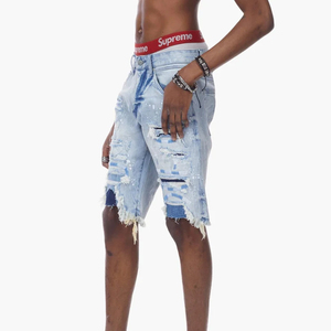 New Arrival Breathable Lightweight Denim Shorts for <b>Men</b> Vintage Medium Wash Relaxed Fit for Streetwear and Summer Fashion - Product Image 2