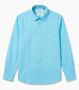 Enovate Men's Double Breasted Solid Color Long Sleeve Casual Shirt Turn-<b>down</b> Collar Breathable Woven Cotton Back Neck Logo ODM - Product Image 1