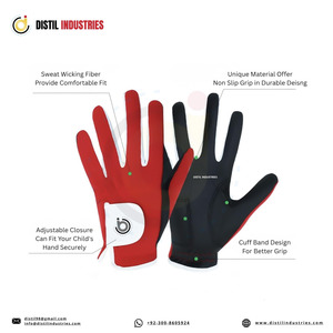 Guantes de Golf de Piel Cabretta Impermeables de Nuevo Diseño, Rojos y Negros, Antideslizantes, Unisex, para Mano Izquierda, con Cierre de Velcro - Product Image 2