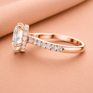 Bague de fiançailles en or rose avec diamant de laboratoire taille cœur, design solitaire romantique, sertie à griffes, luxe, plaqué rhodium, or massif 14K - Product Image 2