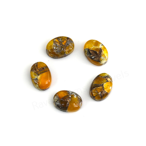 Cabujón de Citrino Natural de Mohave con Cobre, Ovalado de 10x14mm, de Fondo Plano, Pulido Brillante y Liso, Piedra Preciosa Suelta para Fabricación de Joyas y Colgantes - Product Image 3