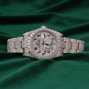 Reloj de Pulsera de Diseño de Lujo con Esfera Árabe, Estilo Diamante Plateado, Acero Inoxidable - Product Image 1