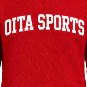 Pull en tricot doux rouge vif personnalisé pour homme, col rond, manches longues, chaud, décontracté, pour l'hiver, avec logo sur le devant en relief - Product Image 6