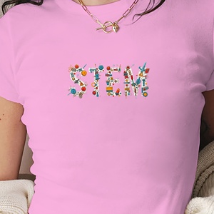 เสื้อยืดแขนสั้นพิมพ์ลายทรงเข้ารูป Y2K สำหรับผู้หญิง-แฟชั่น STEM - Product Image 1