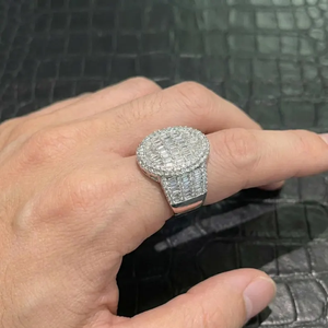Luxury <b>Moissanite</b> Cocktail <b>Ring</b> Baguette Cut 925 Silver Pave Setting <b>Oval</b> Shape Women's <b>Engagement</b> Jewelry <b>Ring</b> - Product Image 2