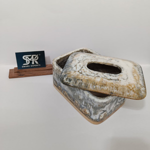 Caja de pañuelos de resina con diseño de mármol, artesanal y único, decorativa para sala de estar, baño, oficina, decoración del hogar. - Product Image 2