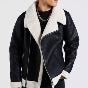 Available Unique Colors & Design <b>Men's</b> Faux Fur Leather <b>Jacket</b> Heavyweight Turn Down Collar Front Zipper Style Leather <b>Jacket</b> - Product Image 1