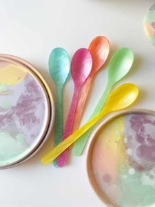 Ensemble de cuillères personnalisées en résine faites à la main sur le thème des anges, dégradé rose-rouge, colorées, légères, ustensiles de service pour la maison, la cuisine et les fêtes - Product Image 2