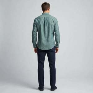 Chemise Oxford unie verte pour homme, manches longues, col rabattu, décontractée, respirante, en coton, style printemps - Product Image 2