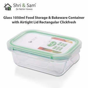 Contenedor de almacenamiento de alimentos y utensilios para hornear Clickfresh Rectangular de vidrio de 1050ml con tapa hermética - Product Image 5