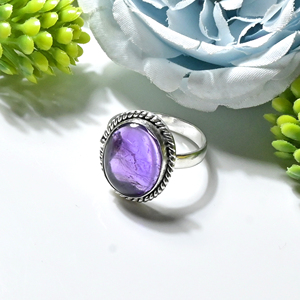 Amethyst Handmade Oxidized <b>Silver</b> Plated <b>Ring</b> Gemstone Bezel Set Vintage Women's <b>Statement</b> <b>Ring</b> for gift - Product Image 2