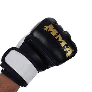 Gants de boxe et de MMA demi-doigts en PU pour hommes et femmes, nouveau style, pour l'entraînement en extérieur, évacuation de l'humidité, emballage personnalisé - Product Image 2