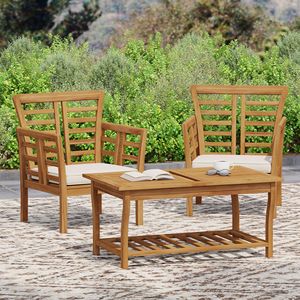 Conjunto de Muebles de Jardín Modernos de Madera de Acacia para Patio, 3 Piezas, con Mesa - Product Image 4