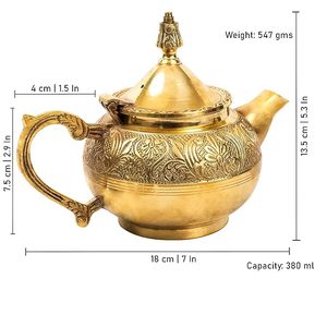 Théière en laiton artisanale traditionnelle, pot à eau indien vintage, théière décorative en laiton, style antique, ustensiles de cuisine - Product Image 3