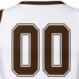 Ensemble d'uniforme de cheerleading sublimé blanc et marron sans manches, haut et jupe pour équipe sportive, tenue de sport pour entraînement, performance et compétition - Product Image 4