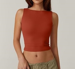 Servicio OEM: Tops cortos sin mangas personalizados, lisos, teñidos, con espalda hueca, camisetas sexys transpirables para fiesta de chicas - Product Image 4