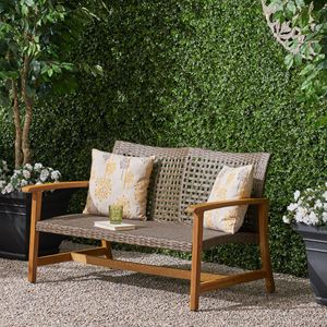 Collezione di divani da giardino eleganti in legno + vimini - Product Image 4