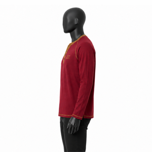 Custom Men's Long Sleeve Henley Shirt <b>Raglan</b> Sleeve Contrast Color Casual Cotton T-shirt Sports Wear Slim Fit Pullover Male <b>Tops</b> - Product Image 2