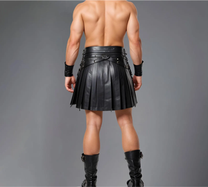 Jupe de costume sexy pour homme en cuir noir style gladiateur et kilt Renaissance avec ceinture - Écologique FAZMAX CORPORATION - Product Image 4