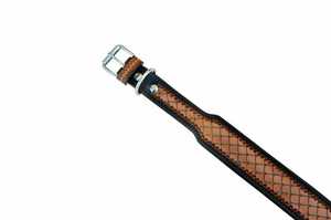 Handmade Western <b>Leather</b> <b>Dog</b> <b>Collar</b> Geometric Pattern Adjustable Buckle Closure Heavy Duty All Season Use - Product Image 3