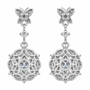 Pendientes de Mariposa con Moissanita VVS1, Plata 925, Corte Brillante Redondo, Regalo de Aniversario de Bodas - Product Image 4