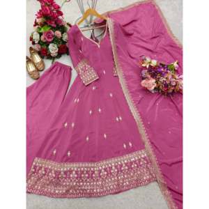 Vestido Tradicional Musulmán de Diseñador con Bordado de Lentejuelas, Pent y Dupatta Incluidos - Product Image 1