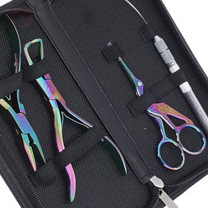 4pcs Hair Extension Tool <b>Kit</b> Pliers Wire Loop <b>Beading</b> Hook Needle Scissors Stainless Steel Professional Salon <b>Kit</b> OEM - Product Image 4