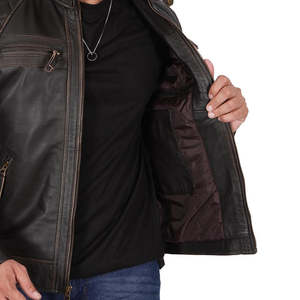 Dernier design, veste en cuir écologique pour homme, col rabattable, en peau de mouton de haute qualité, confortable, coupe-vent, manches longues - Product Image 4
