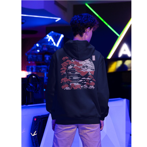 Sweat à capuche unisexe personnalisé en molleton noir avec impression au dos, style japonais, pour la vente en gros – Fabricant OEM ODM - Product Image 3