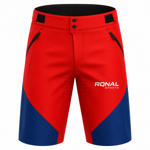 Rqnal กางเกงขาสั้นขี่จักรยานสำหรับผู้ชายสีแดงสีน้ำเงิน, แห้งเร็วสไตล์พอดีตัวยาวสั้นขนาดผู้ใหญ่ - Product Image 1