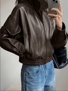 Fashion Women <b>Leather</b> <b>Biker</b> <b>Jackets</b> Wholesale Slim Fit Motorcycle <b>Jackets</b> Genuine <b>Leather</b> Outerwear for Ladies - Product Image 4